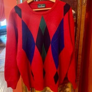 Vintage Argyle Scottish Wool Sweater Oversize Acedemia The Scotch House